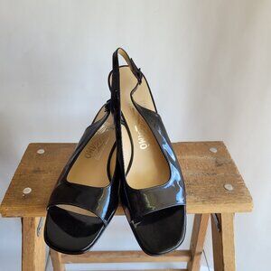 Ferragamo Peeptoe Pumps, Size 8.5